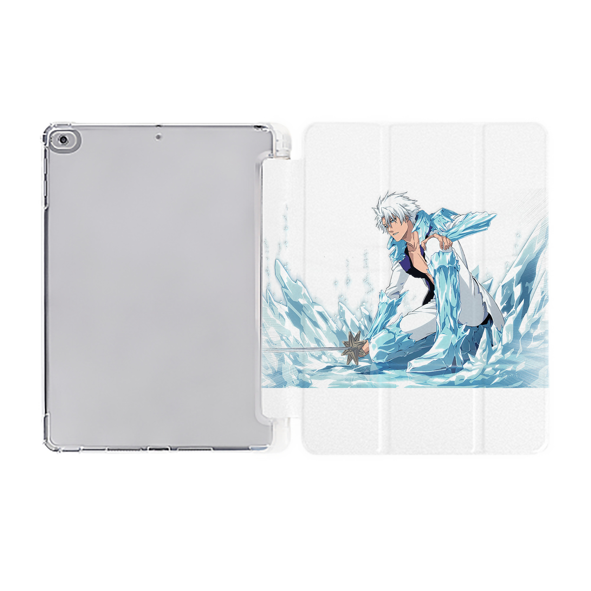 （画像用） ブリーチ 日番谷冬獅郎（ひつがや とうしろう） BLEACH Hitsugaya Toushirou IPad ケース ペン収納付き 三つ折りスタンド PUレザー×シリコン 対応機種9.5/10.5/10.9インチ
